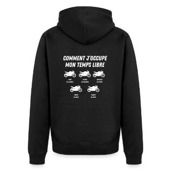 comment j'occupe mon temps libre - Veste à capuche bio Premium Unisexe - noir - Dos - Nico (187cm)