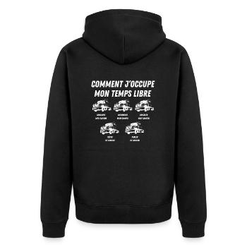 comment j'occupe mon temps libre - Veste à capuche bio Premium Unisexe - noir - Dos - Nico (187cm)