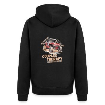 Lustiger Quad Spruch Paartherapie UTV Offroad Paar - Unisex Premium Bio Zip Hoodie - Schwarz - Hinten - Nico (187cm)