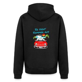 Cabriolet So sieht Sommer aus Cabrio Spaß Sonne - Unisex Premium Bio Zip Hoodie - Schwarz - Hinten - Nico (187cm)