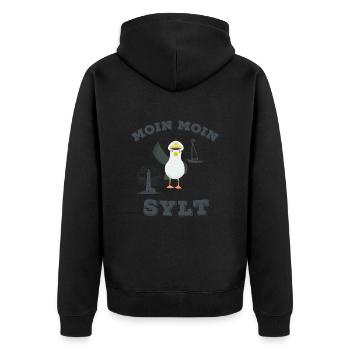 Moin Moin Sylt lustiger Nordsee Insel Möwen Spruch - Unisex Premium Bio Zip Hoodie - Schwarz - Hinten - Nico (187cm)