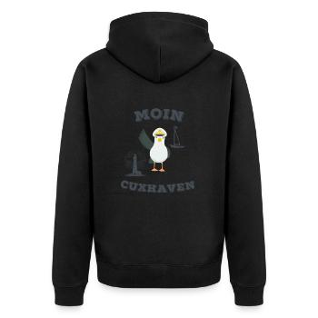 Cuxhaven Nordsee Moin lustige Matrosen Möwe See - Unisex Premium Bio Zip Hoodie - Schwarz - Hinten - Nico (187cm)