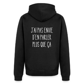 j'ai pas envie d'en parler plus que ça - Veste à capuche bio Premium Unisexe - noir - Dos - Nico (187cm)