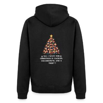 American Football Christmas Tree Christmas - Unisex Premium Organic Zip Hoodie - black - Back - Nico (187cm)