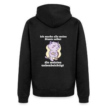 Lustiger Spruch Handwerk Hobby Heimwerker Unfall - Unisex Premium Bio Zip Hoodie - Schwarz - Hinten - Nico (187cm)