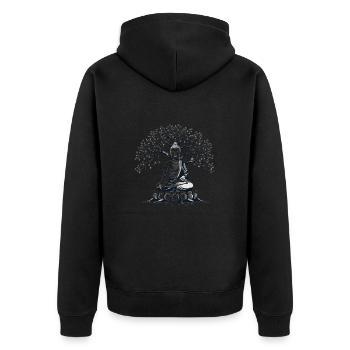 Buddha Meditation under Bodhgaya Bodhi Tree - Unisex Premium Organic Zip Hoodie - black - Back - Nico (187cm)