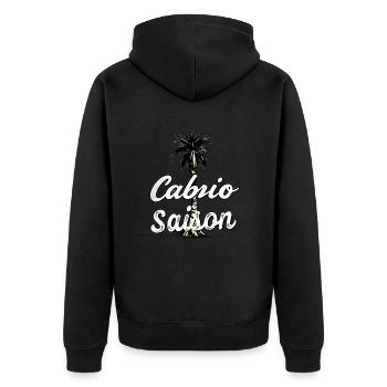 Cabrio Saison Spruch für Cabriolet Fans Sommer - Unisex Premium Bio Zip Hoodie - Schwarz - Hinten - Nico (187cm)