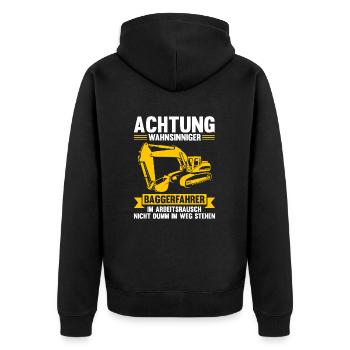 Bagger Fahrer Bagger Bauen Geschenk - Unisex Premium Bio Zip Hoodie - Schwarz - Hinten - Nico (187cm)