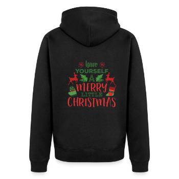 Frohe Weihnachten - Unisex Premium Bio Zip Hoodie - Schwarz - Hinten - Nico (187cm)