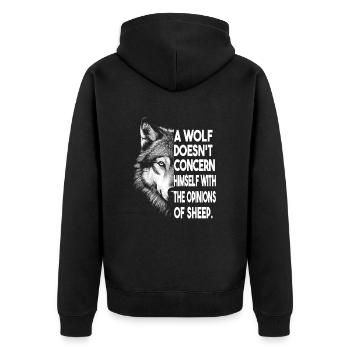 Be a Wolf, Not a Sheep - Unisex Premium Organic Zip Hoodie - black - Back - Nico (187cm)