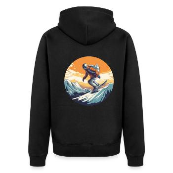 Snowboarding or skiing and then après ski - Unisex Premium Organic Zip Hoodie - black - Back - Nico (187cm)