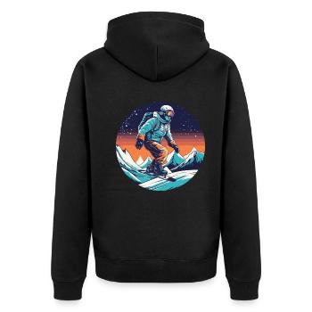 Snowboarding or skiing and then après ski - Unisex Premium Organic Zip Hoodie - black - Back - Nico (187cm)