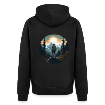 Forest Nature Trekking Adventure - Unisex Premium Organic Zip Hoodie - black - Back - Nico (187cm)