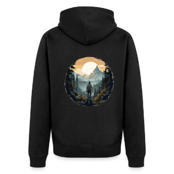 Forest Nature Trekking Adventure - Unisex Premium Organic Zip Hoodie - black - Back - Nico (187cm)