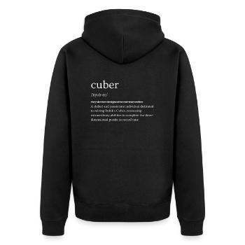 Würfel-Definition - Unisex Premium Bio Zip Hoodie - Schwarz - Hinten - Nico (187cm)