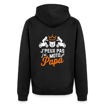 Biker with Dad - I Can't I Have Motorcycle - Unisex Premium Organic Zip Hoodie - black - Back - Nico (187cm)