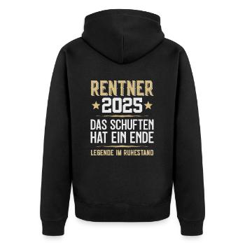 LEGENDE IM RUHESTAND RENTE RENTNER 2025 - Unisex Premium Bio Zip Hoodie - Schwarz - Hinten - Nico (187cm)