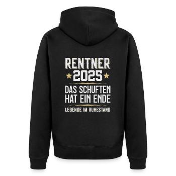 LEGENDE IM RUHESTAND 2025 RENTNER 2025 - Unisex Premium Bio Zip Hoodie - Schwarz - Hinten - Nico (187cm)