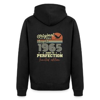 August 1965 Birthday August 1965 Vintage August 1965 - Unisex Premium Organic Zip Hoodie - black - Back - Nico (187cm)