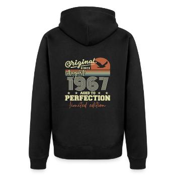 Août 1967 Anniversaire Août 1967 Vintage Août 1967 - Veste à capuche bio Premium Unisexe - noir - Dos - Nico (187cm)