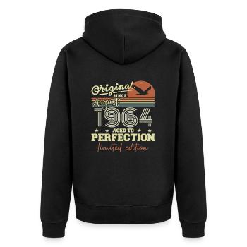 August 1964 Birthday August 1964 Vintage August 1964 - Unisex Premium Organic Zip Hoodie - black - Back - Nico (187cm)