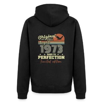 August 1973 Birthday August 1973 Vintage August 1973 - Unisex Premium Organic Zip Hoodie - black - Back - Nico (187cm)