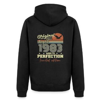 August 1983 Birthday August 1983 Vintage August 1983 - Unisex Premium Organic Zip Hoodie - black - Back - Nico (187cm)