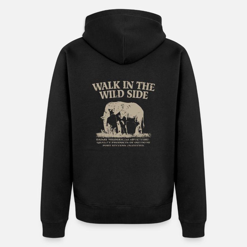 Elefant - Unisex Premium Bio Zip Hoodie - Schwarz