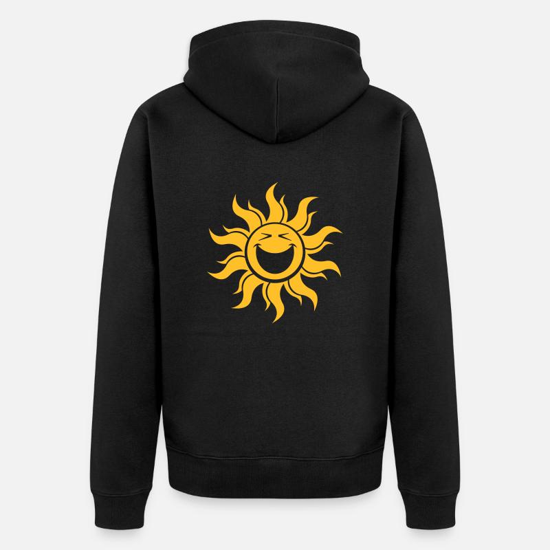 vl058a_sonne_1c - Unisex Premium Bio Zip Hoodie - Schwarz