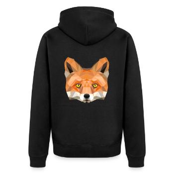 Fuchs Kopf Poly Füchsin fox Illustration low poly - Unisex Premium Bio Zip Hoodie - Schwarz - Hinten - Nico (187cm)