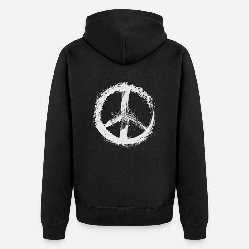 Symbole de paix blanc - Veste à capuche bio Premium Unisexe - noir