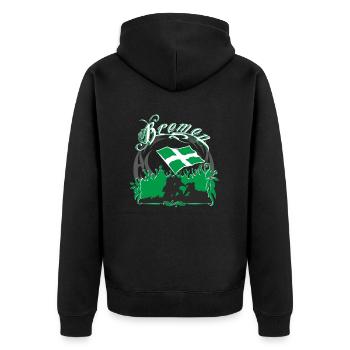 Bremen - Unisex Premium Organic Zip Hoodie - black - Back - Nico (187cm)