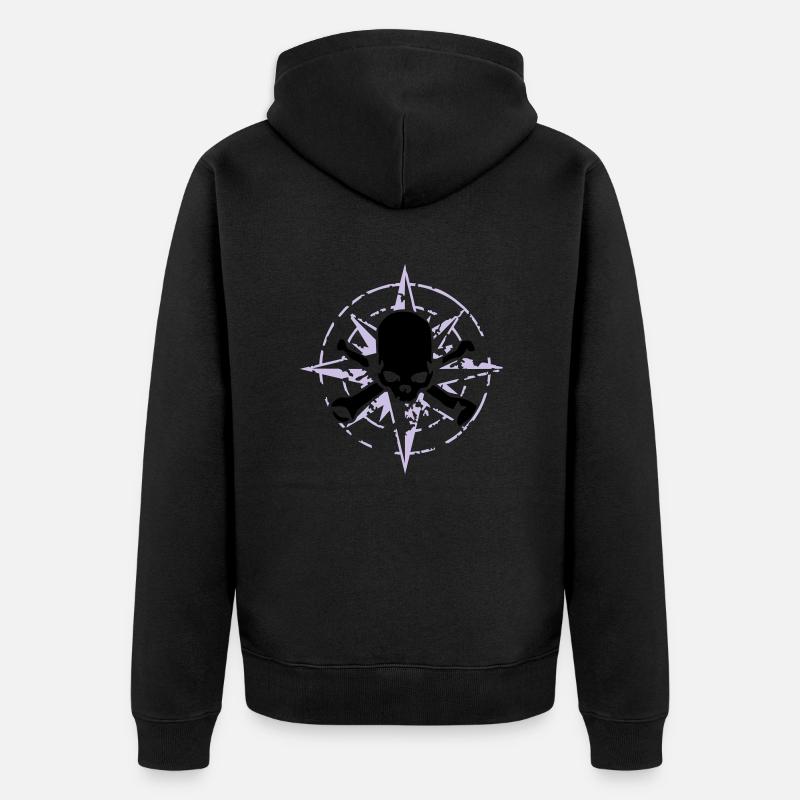 windrose_skull_02_b_2c - Unisex Premium Bio Zip Hoodie - Schwarz
