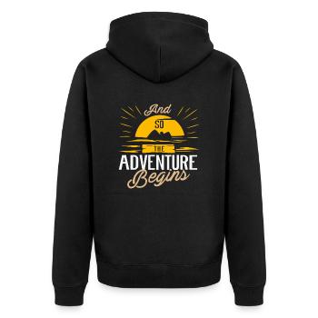 And so the Adventure begins - Camper Camping - Unisex Premium Organic Zip Hoodie - black - Back - Nico (187cm)