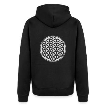 Flower of life - silver - sacred geometry - power - Unisex Premium Organic Zip Hoodie - black - Back - Nico (187cm)