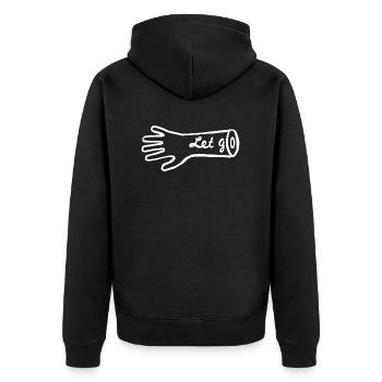 "Let Go" Hand Geschenk Idee weiss - Unisex Premium Bio Zip Hoodie - Schwarz - Hinten - Nico (187cm)