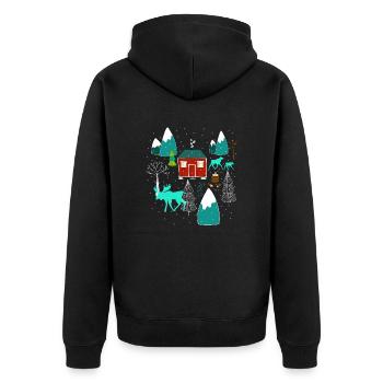 Weihnachten Elch I Geschenk Winterstimmung - Unisex Premium Bio Zip Hoodie - Schwarz - Hinten - Nico (187cm)