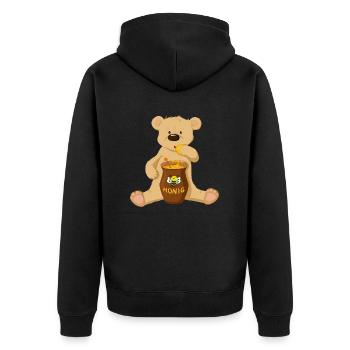 Bär mit Honig - Unisex Premium Bio Zip Hoodie - Schwarz - Hinten - Nico (187cm)