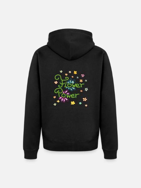 Flower Power - Unisex Premium Organic Zip Hoodie - black