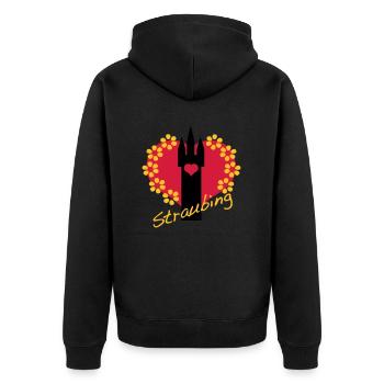 i love straubing - Unisex Premium Bio Zip Hoodie - Schwarz - Hinten - Nico (187cm)