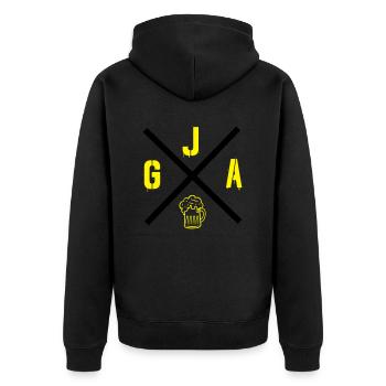 jga_002 - Unisex Premium Bio Zip Hoodie - Schwarz - Hinten - Nico (187cm)