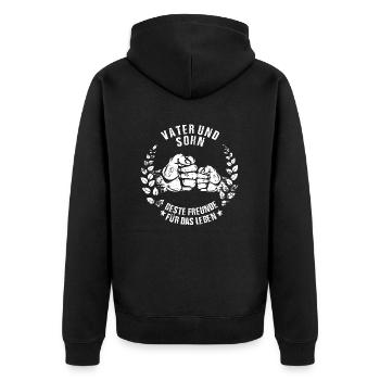 Vater und Sohn beste Freunde für das Leben - Unisex Premium Bio Zip Hoodie - Schwarz - Hinten - Nico (187cm)