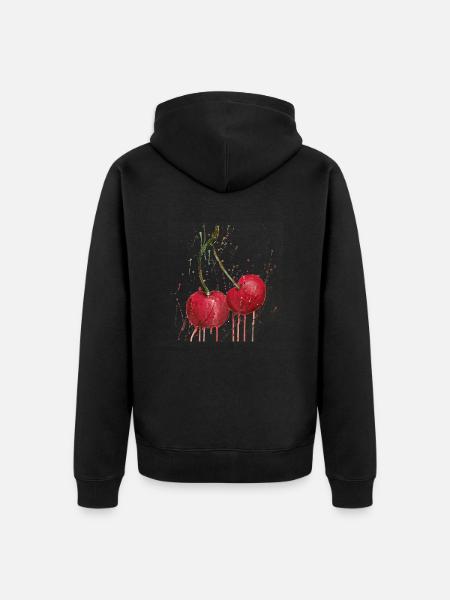 cherries - Unisex Premium Organic Zip Hoodie - black