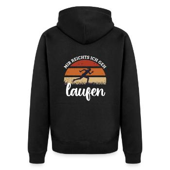 mir reichts ich geh laufen - Unisex Premium Bio Zip Hoodie - Schwarz - Hinten - Nico (187cm)
