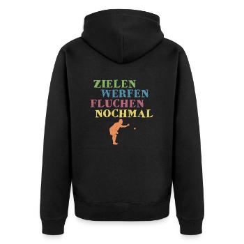 Zielen Werfen Fluchen Nochmal Boule - Unisex Premium Bio Zip Hoodie - Schwarz - Hinten - Nico (187cm)