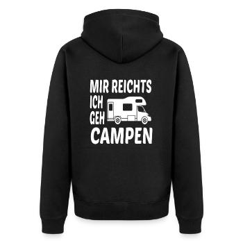Camper Camping mir reichts ich geh campen - Unisex Premium Bio Zip Hoodie - Schwarz - Hinten - Nico (187cm)