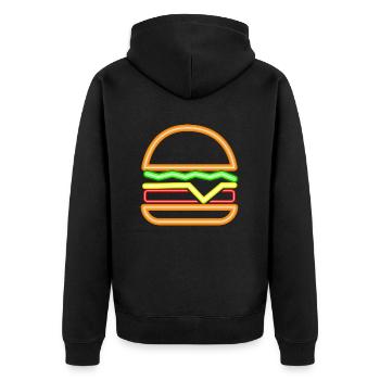 Neon Burger - Unisex Premium Organic Zip Hoodie - black - Back - Nico (187cm)