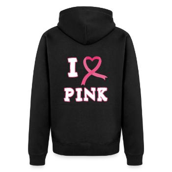 I love pink cadeau octobre rose - Veste à capuche bio Premium Unisexe - noir - Dos - Nico (187cm)