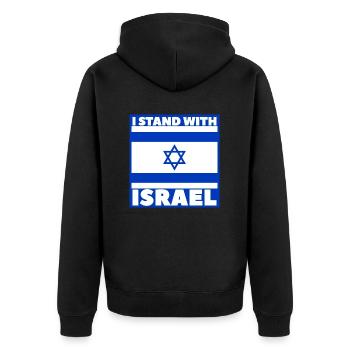 I stand with Israel - Unisex Premium Bio Zip Hoodie - Schwarz - Hinten - Nico (187cm)