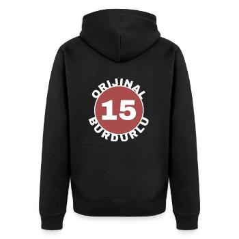 Burdur - Unisex Premium Bio Zip Hoodie - Schwarz - Hinten - Nico (187cm)